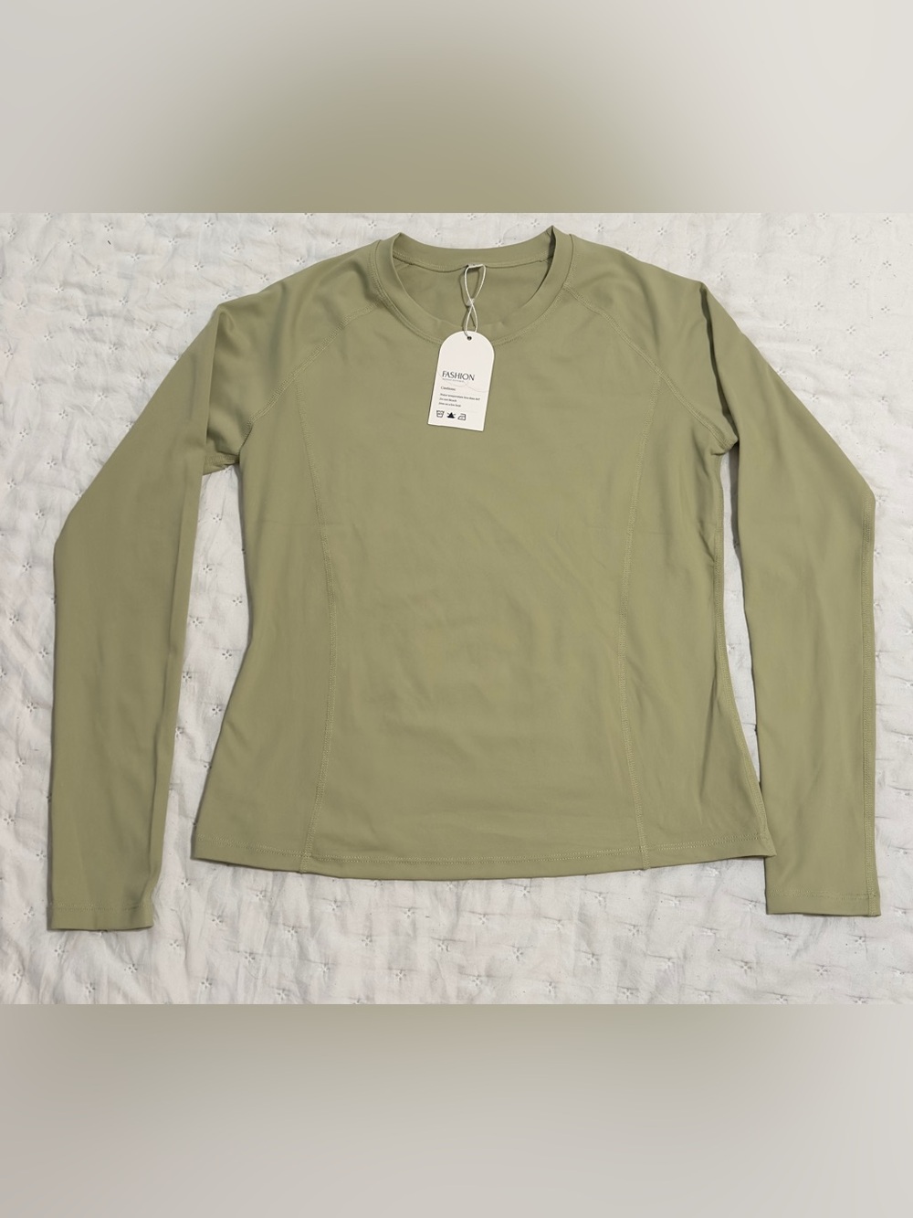 Women's Long Sleeve Crewneck Tee in Olive Green - Lightweight Performance